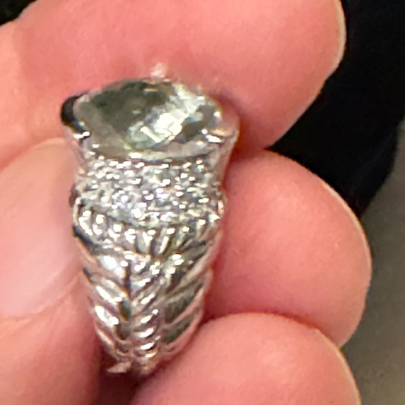 Judith ripka SS , Prasiolite and CZ earrings - Picture 7 of 14